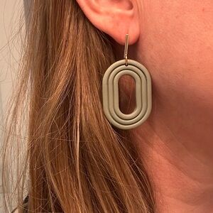 Mint Green Geometric Polymer Clay Earrings